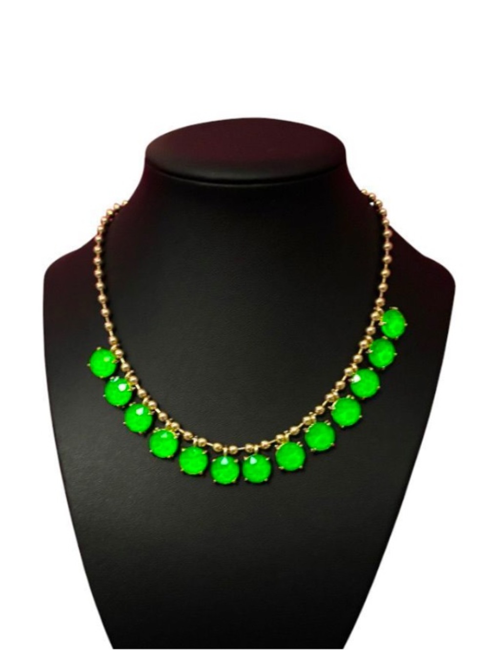 Neon Green Round Glass Charm Ball Chain Necklace